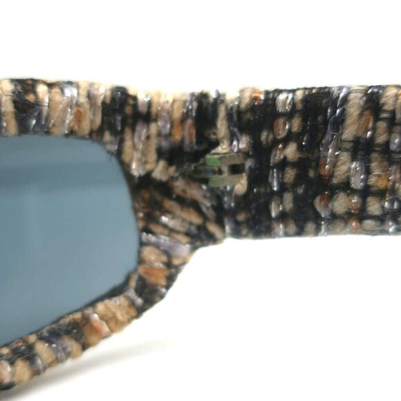 Chanel Metallic Tweed Rectangular Sunglasses Black/Multi - Picture 6 of 6